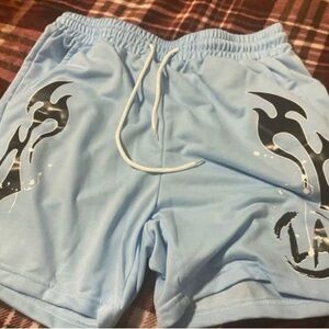NFINITY Light Blue Men's Athletic Shorts with Black Graphic